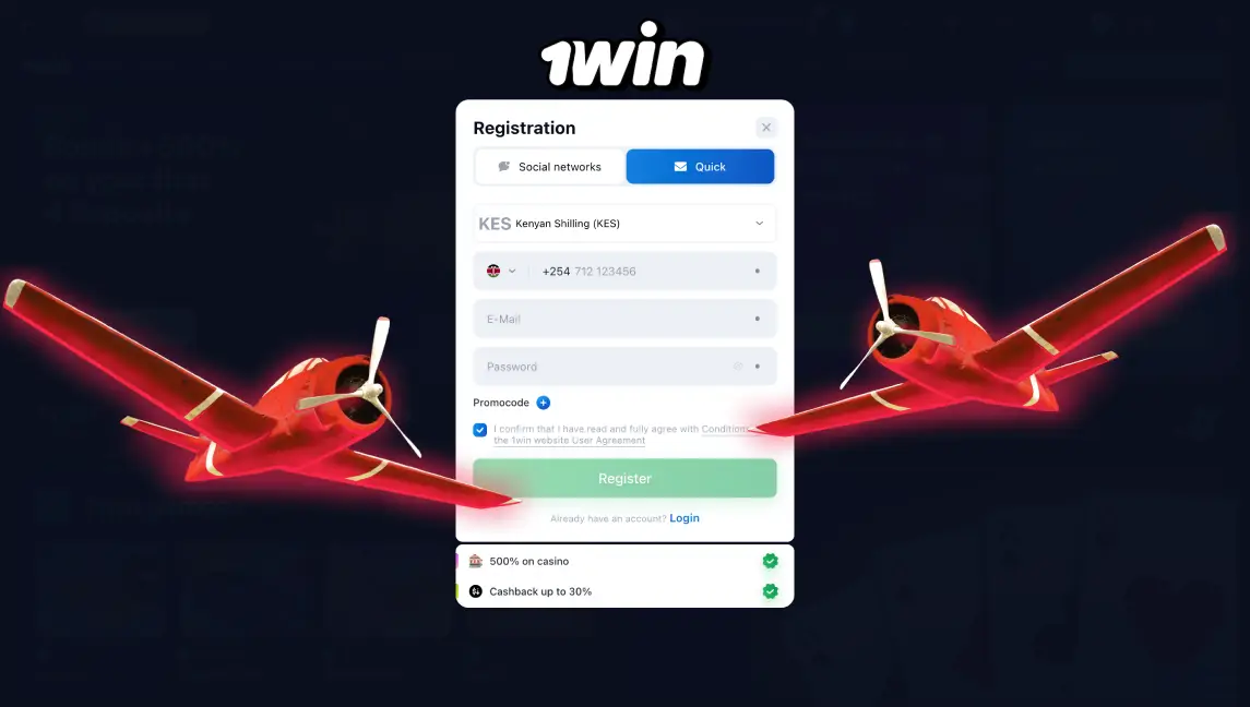 Registration on the official website of 1Win Kenya