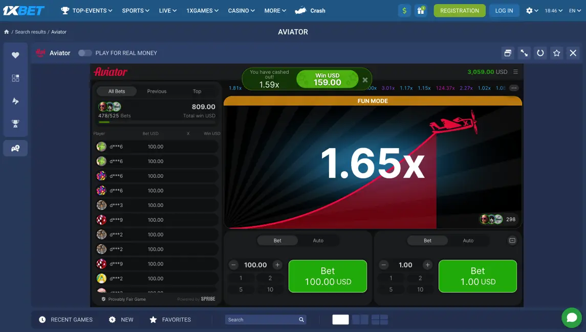 Play Aviator 1xBet online