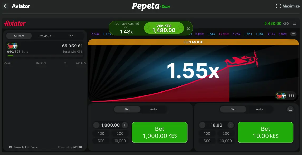 Play Aviator Pepeta online