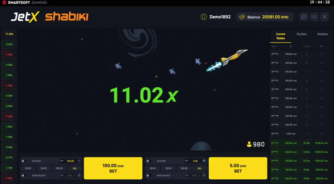 Play Shabiki JetX online